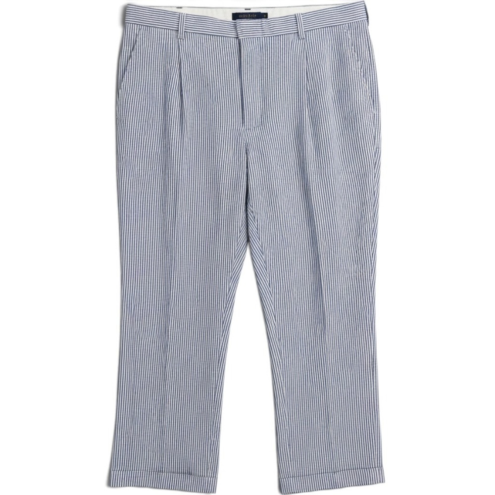 Jos. A. Bank Pants Mens 42x30 Stays Cool Blue White Seersucker Pleated EUC